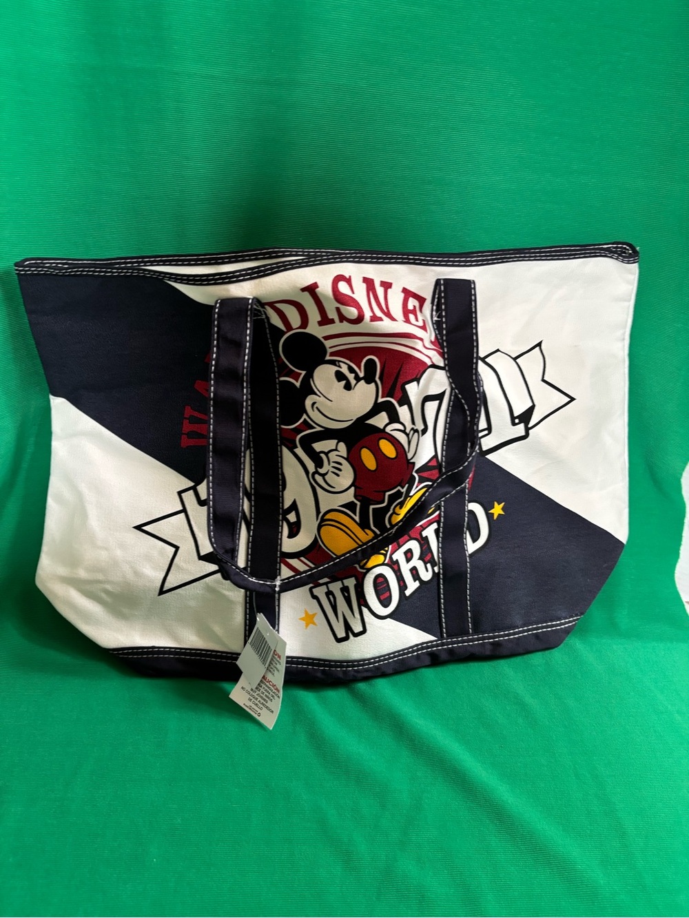 DISNEY PARKS DISNEYLAND RESORT MICKEY MOUSE 1955 LARGE CANVAS TOTE BAG~Navy